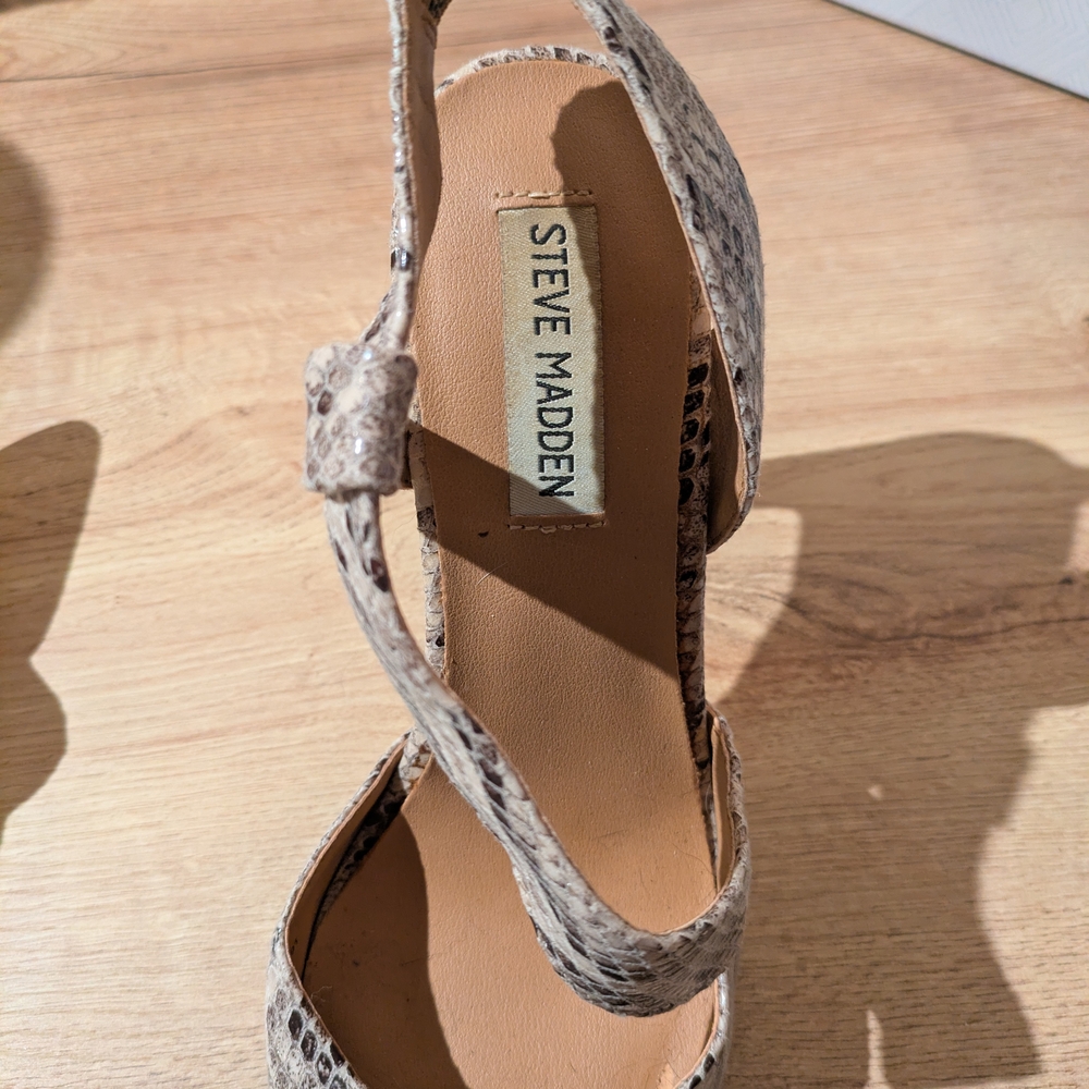 Steve Madden Women's Snakeskin Heels - Cream and Brown - Picture 7 of 10